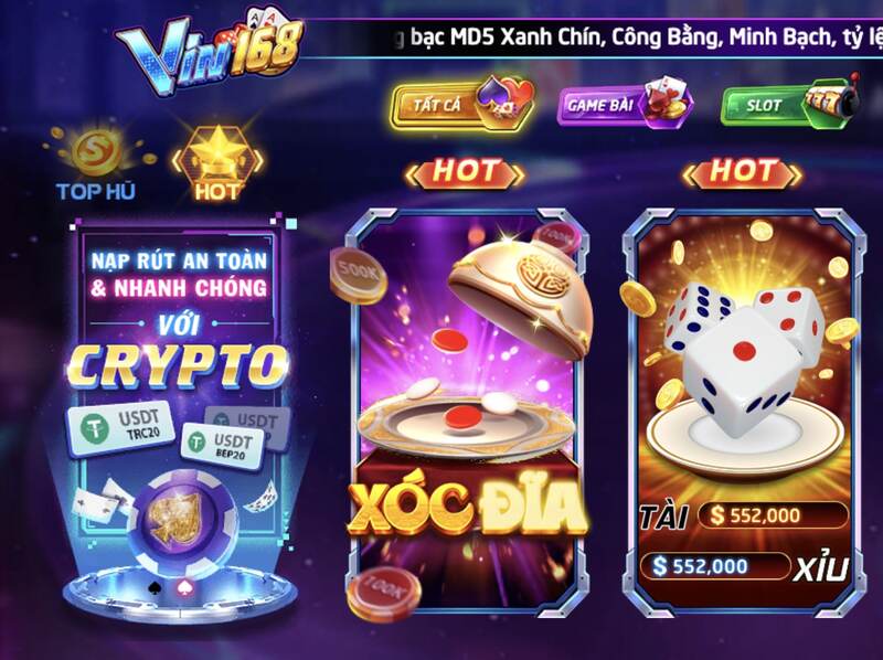 Vin168 là cổng game có Xóc đĩa MD5 vô cùng uy tín