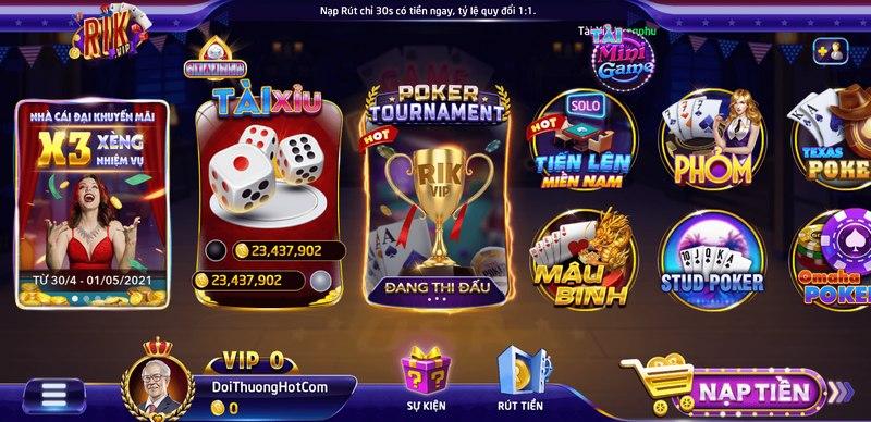 RikVip sở hữu rất nhiều game cược ăn tiền hấp dẫn